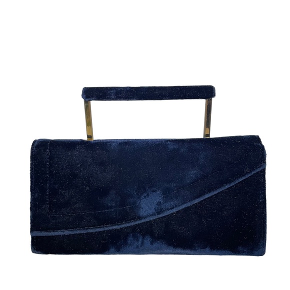 Lin Bren Bags 95s Lin Bren Navy Blue Velvet Clutch Purse Evening